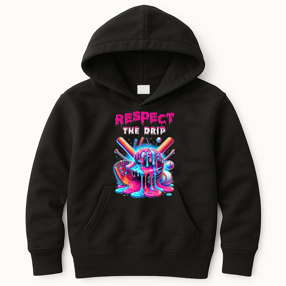 Baseball Drip B.oys Ice Cream Drip Yout.h Respect The Drip Kids Hoodie