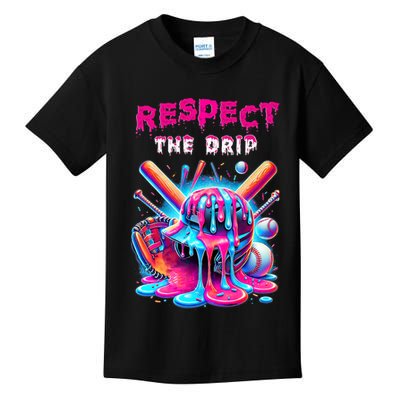 Baseball Drip B.oys Ice Cream Drip Yout.h Respect The Drip Kids T-Shirt