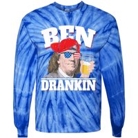 Ben Drankin Benjamin Franklin 4th Of July Funny Gift Cool Gift Tie-Dye Long Sleeve Shirt