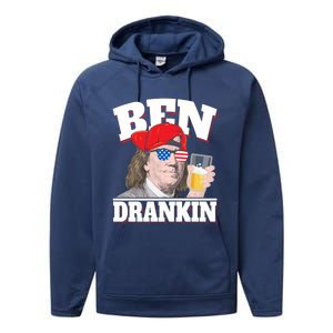 Ben Drankin Benjamin Franklin 4th Of July Funny Gift Cool Gift Performance Fleece Hoodie