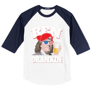 Ben Drankin Benjamin Franklin 4th Of July Funny Gift Cool Gift Baseball Sleeve Shirt