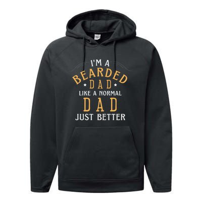 Bearded Dad Beard Humor Performance Fleece Hoodie