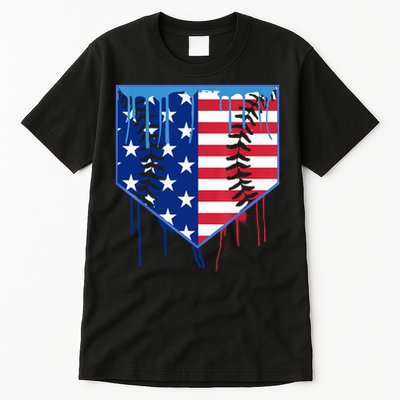 Baseball Drip Boys Ice Cream Patriotic American Flag Tall T-Shirt