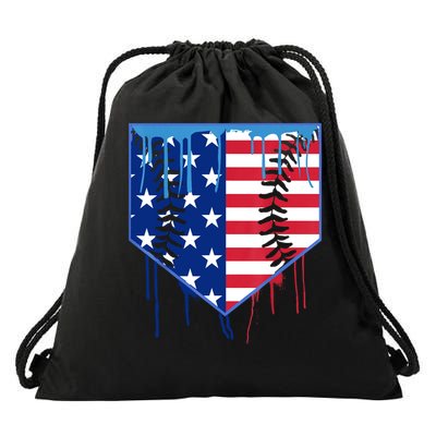 Baseball Drip Boys Ice Cream Patriotic American Flag Drawstring Bag