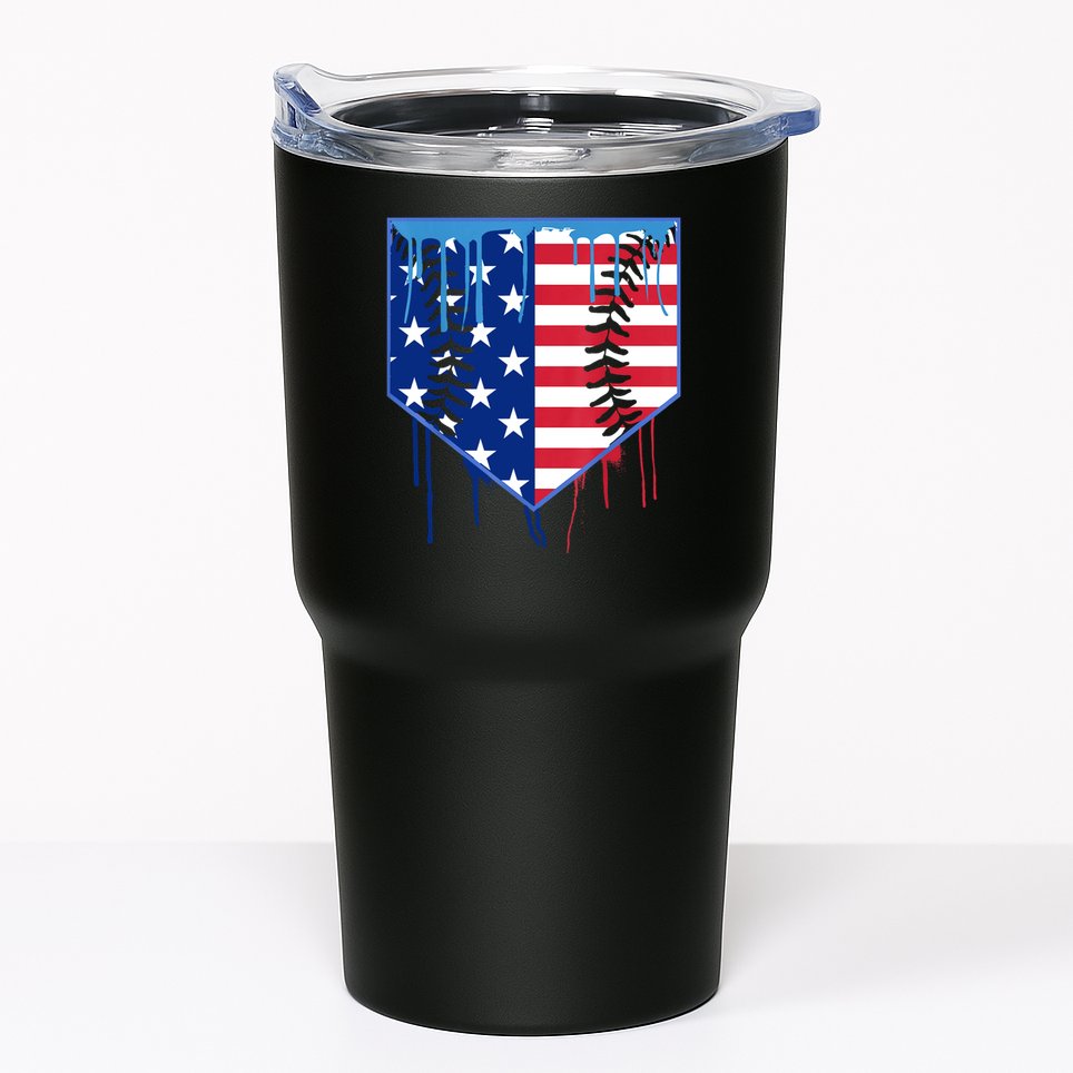 Baseball Drip Boys Ice Cream Patriotic American Flag Tumbler