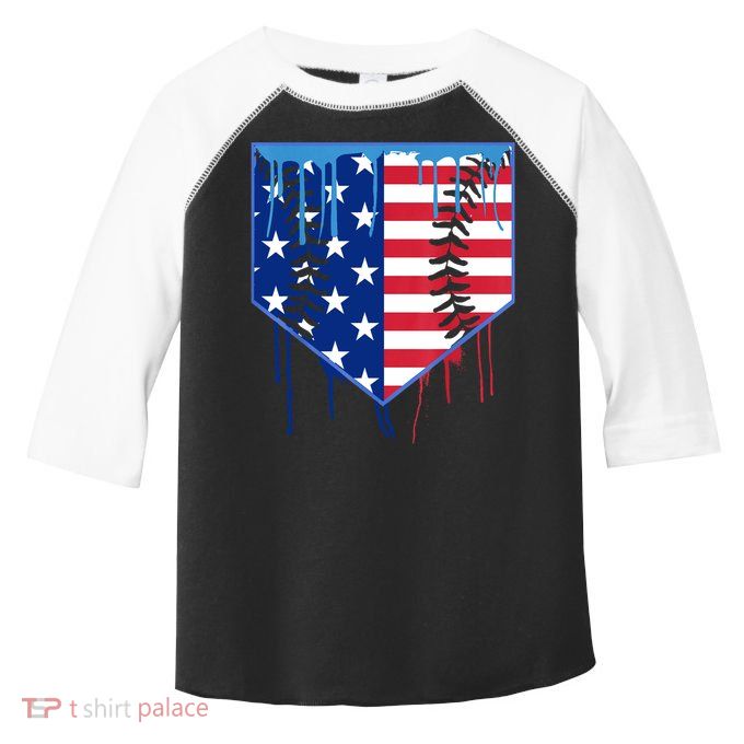 Baseball Drip Boys Ice Cream Patriotic American Flag Toddler Fine Jersey T-Shirt