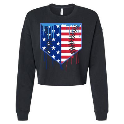 Baseball Drip Boys Ice Cream Patriotic American Flag Cropped Pullover Crew