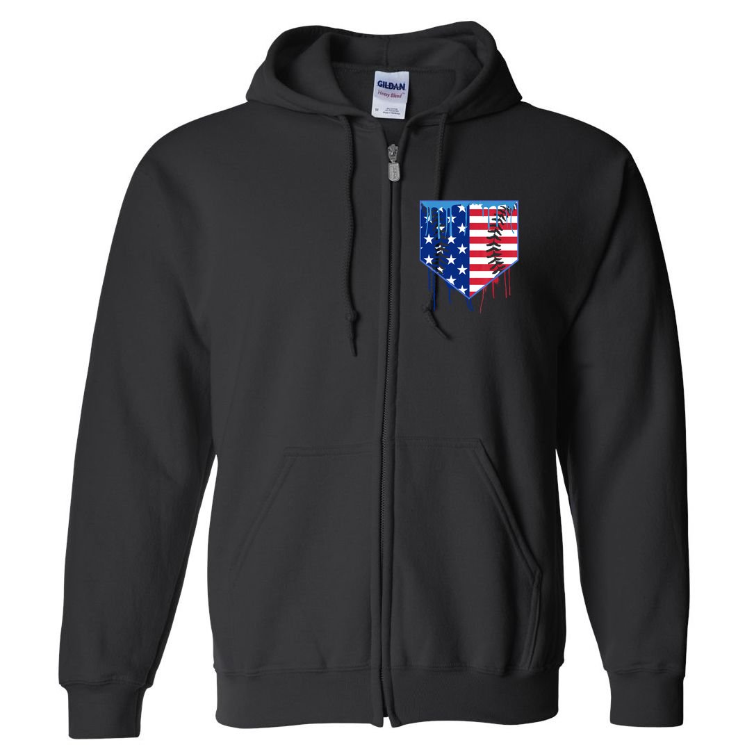 Baseball Drip Boys Ice Cream Patriotic American Flag Full Zip Hoodie