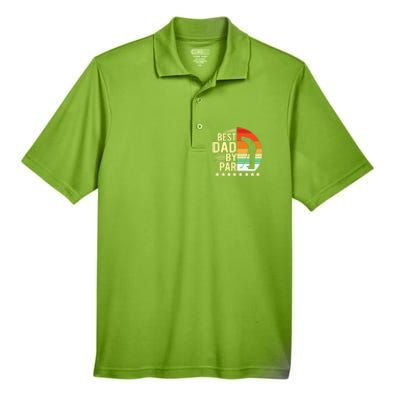 Best Dad By Par Vintage Retro Golfer Gift Men's Origin Performance Pique Polo