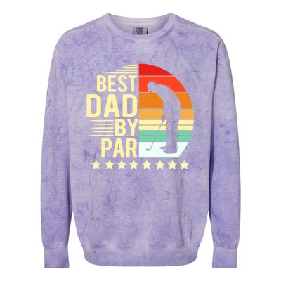 Best Dad By Par Vintage Retro Golfer Gift Colorblast Crewneck Sweatshirt