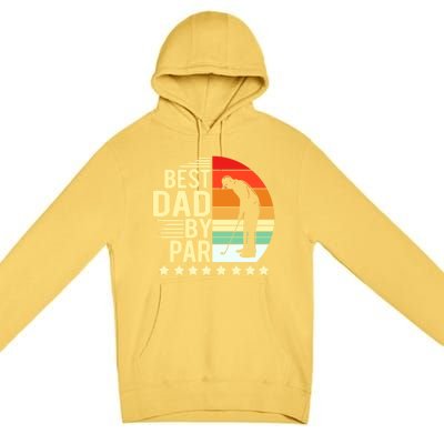 Best Dad By Par Vintage Retro Golfer Gift Premium Pullover Hoodie