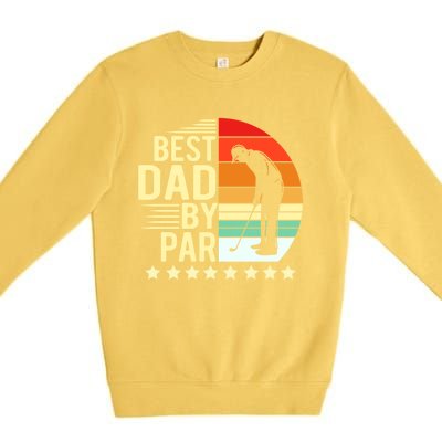 Best Dad By Par Vintage Retro Golfer Gift Premium Crewneck Sweatshirt