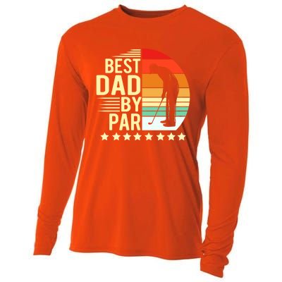 Best Dad By Par Vintage Retro Golfer Gift Cooling Performance Long Sleeve Crew