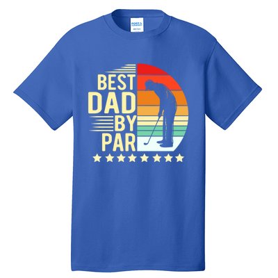 Best Dad By Par Vintage Retro Golfer Gift Tall T-Shirt