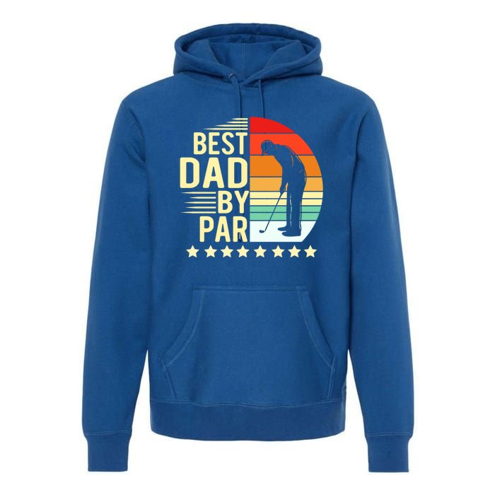 Best Dad By Par Vintage Retro Golfer Gift Premium Hoodie