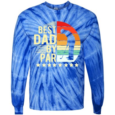 Best Dad By Par Vintage Retro Golfer Gift Tie-Dye Long Sleeve Shirt