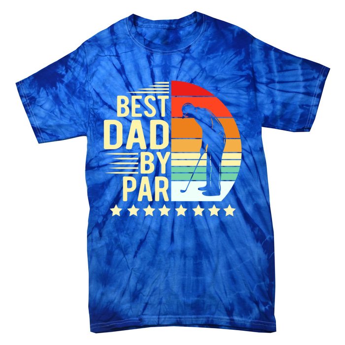 Best Dad By Par Vintage Retro Golfer Gift Tie-Dye T-Shirt