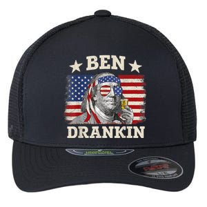 Ben Drankin Benjamin Franklin 4th Of July Funny Drinking Flexfit Unipanel Trucker Cap