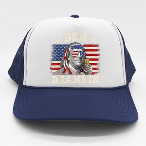 Ben Drankin Benjamin Franklin 4th Of July Funny Drinking Trucker Hat