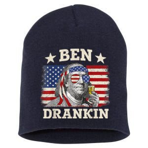 Ben Drankin Benjamin Franklin 4th Of July Funny Drinking Short Acrylic Beanie