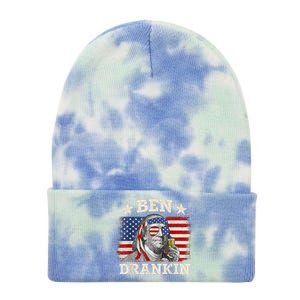 Ben Drankin Benjamin Franklin 4th Of July Funny Drinking Tie Dye 12in Knit Beanie