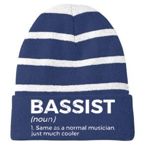 Bassist Definition Bass Player For Musicians Striped Beanie with Solid Band