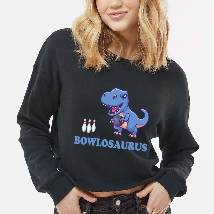 Bowling Dinosaur Cropped Pullover Crew