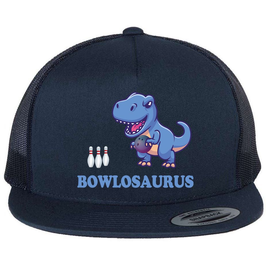 Bowling Dinosaur Flat Bill Trucker Hat