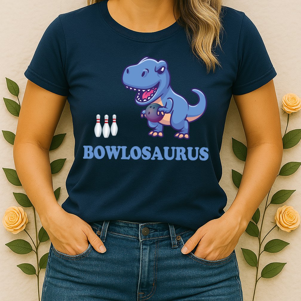 Bowling Dinosaur Womens T-Shirt