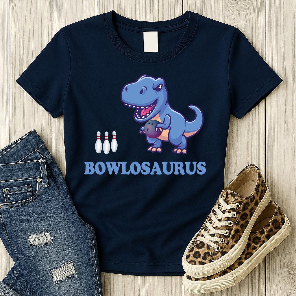 Bowling Dinosaur Womens T-Shirt