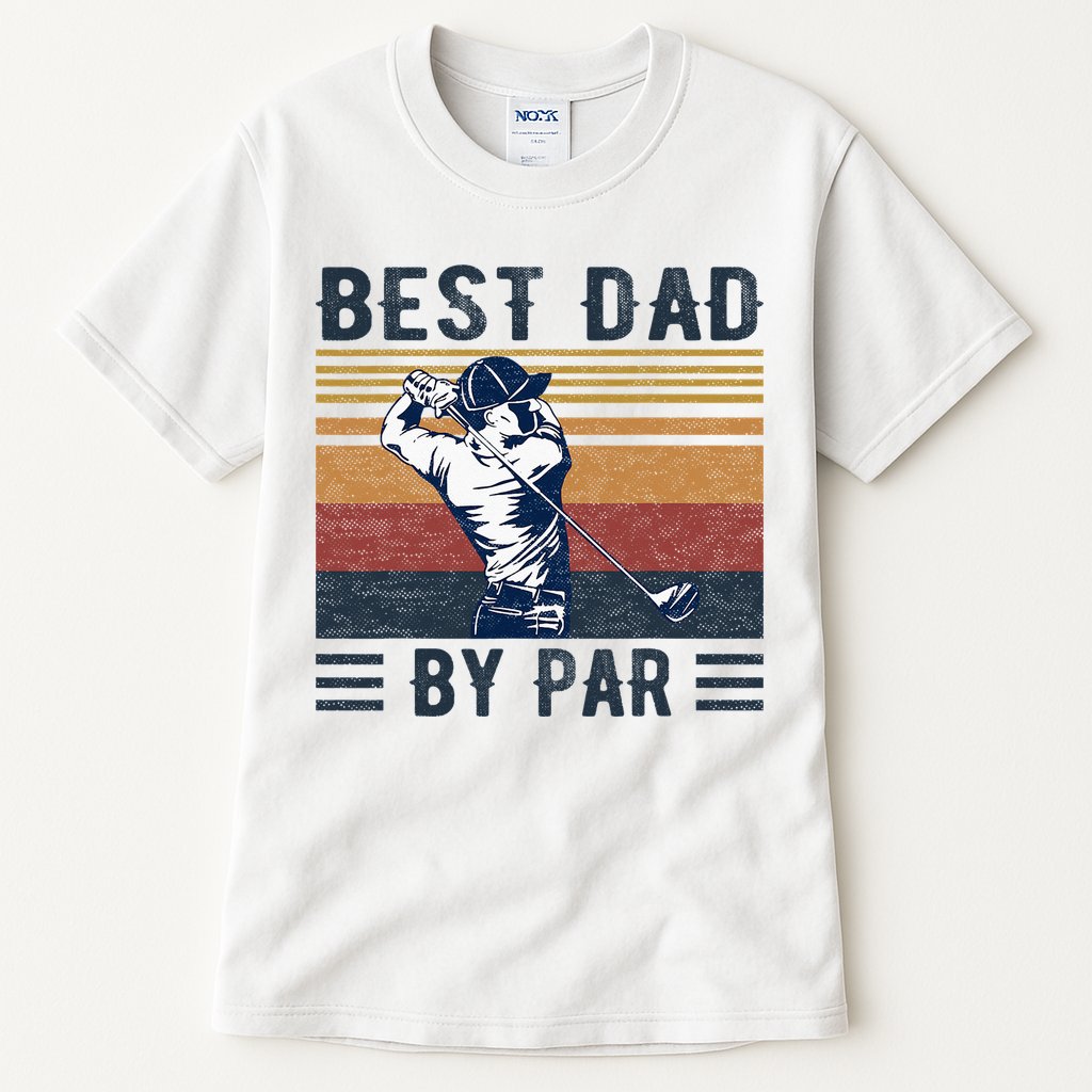 Best Dad By Par Vintage Golf Player Father's Day Tall T-Shirt