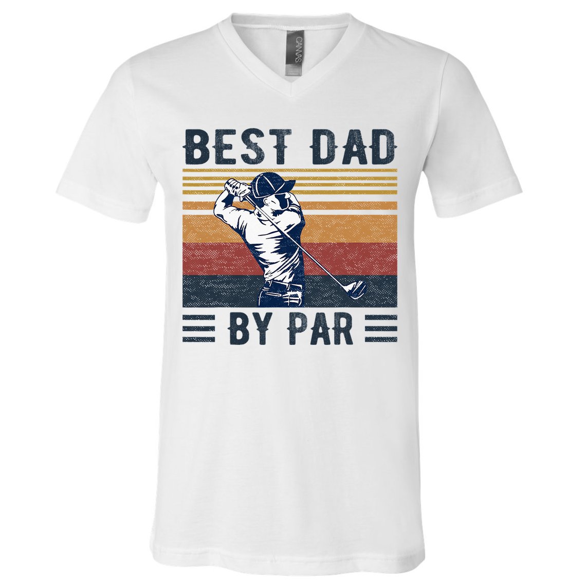 Best Dad By Par Vintage Golf Player Father's Day V-Neck T-Shirt