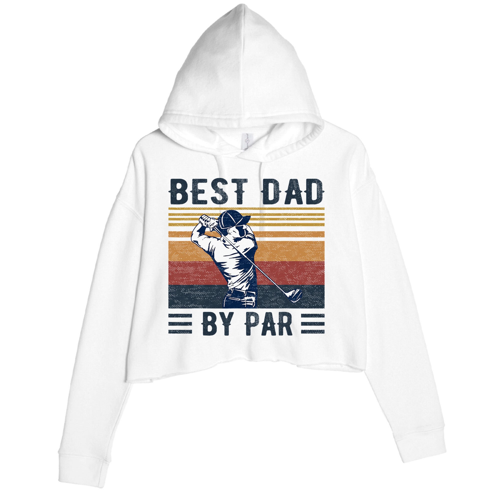 Best Dad By Par Vintage Golf Player Father's Day Crop Fleece Hoodie