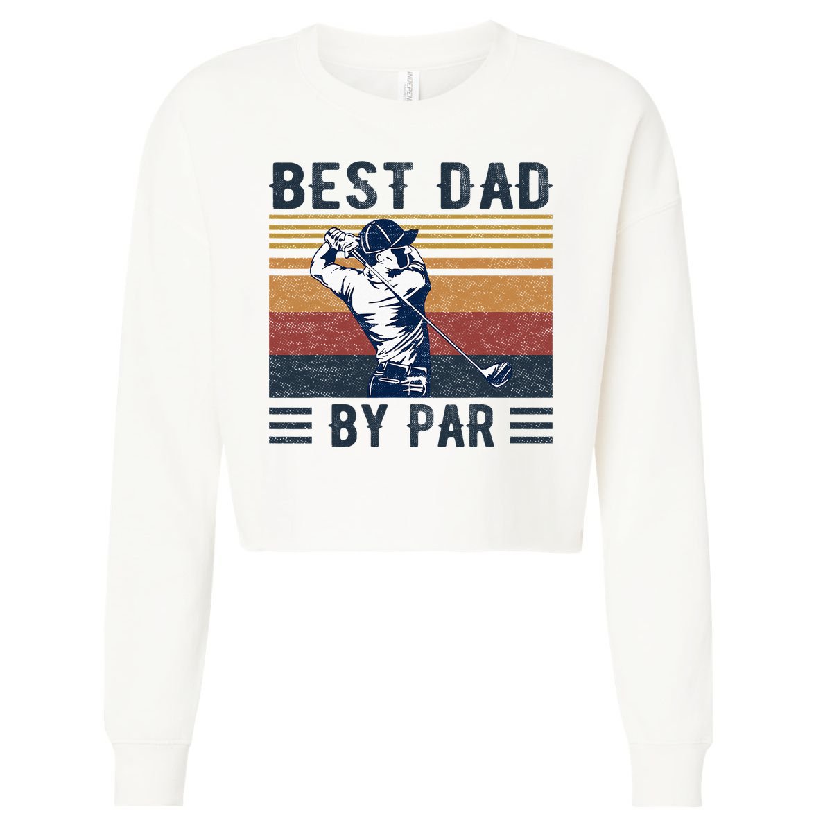 Best Dad By Par Vintage Golf Player Father's Day Cropped Pullover Crew