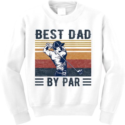 Best Dad By Par Vintage Golf Player Father's Day Kids Sweatshirt