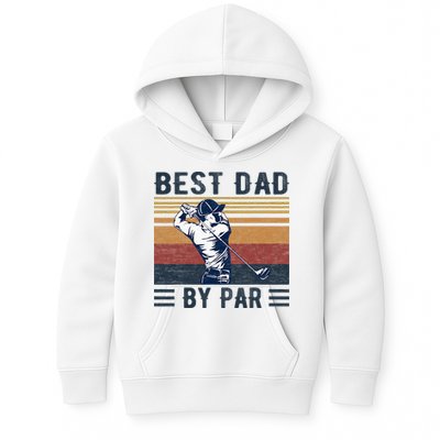 Best Dad By Par Vintage Golf Player Father's Day Kids Hoodie