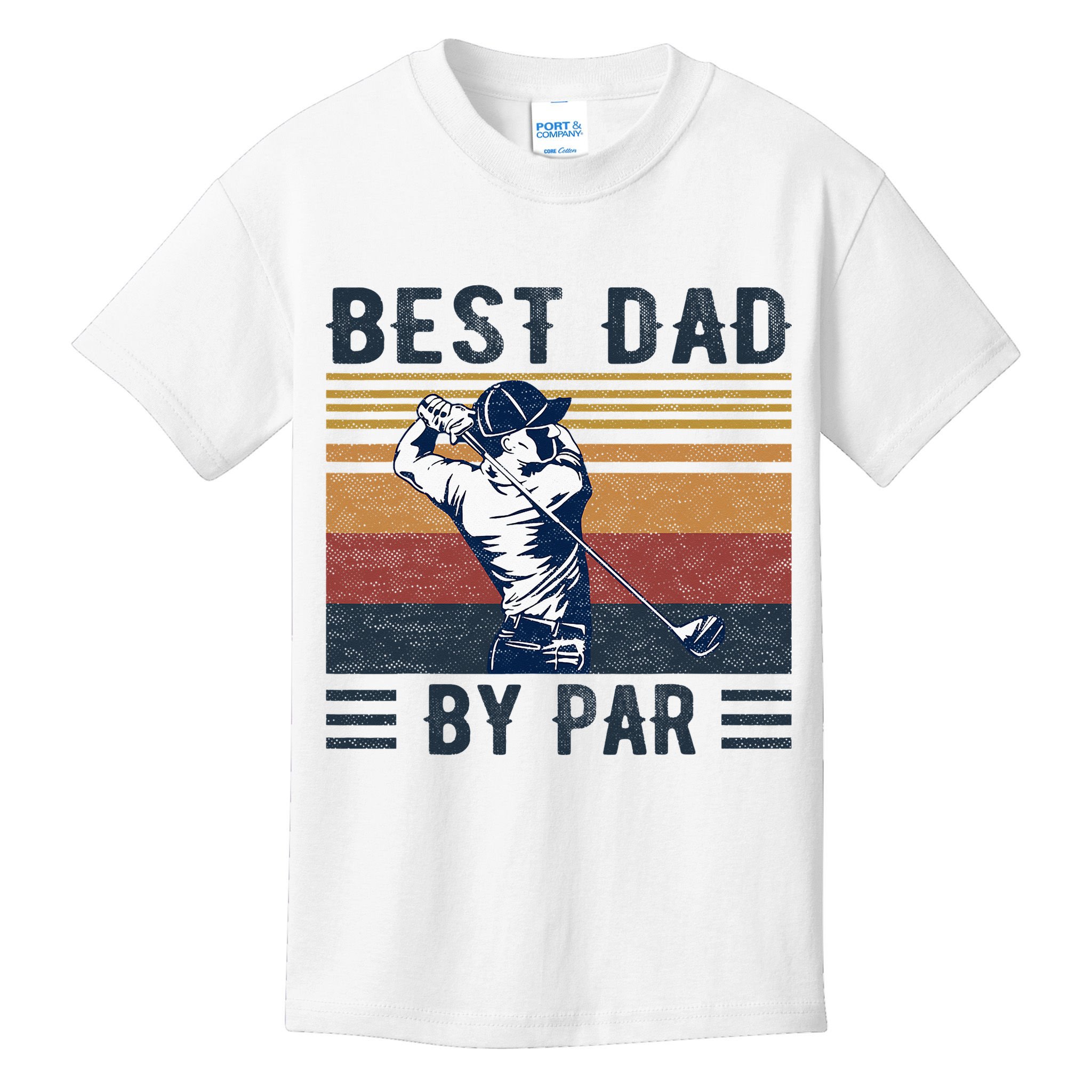 Best Dad By Par Vintage Golf Player Father's Day Kids T-Shirt
