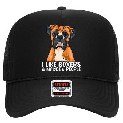 Boxer Dog Boxer Lover Gift Funny Boxer High Crown Mesh Back Trucker Hat