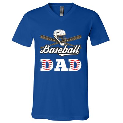 Baseball Dad Best Gift For Fathers Softball Lovers Gift V-Neck T-Shirt