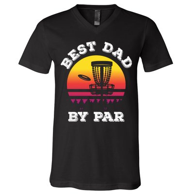 Best Dad By Par Disc Golf Frisbee Golf V-Neck T-Shirt