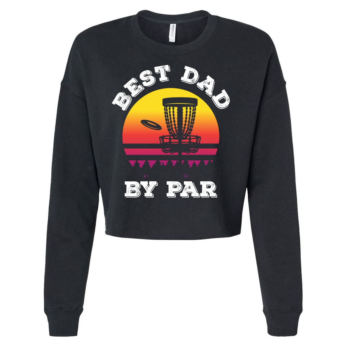 Best Dad By Par Disc Golf Frisbee Golf Cropped Pullover Crew