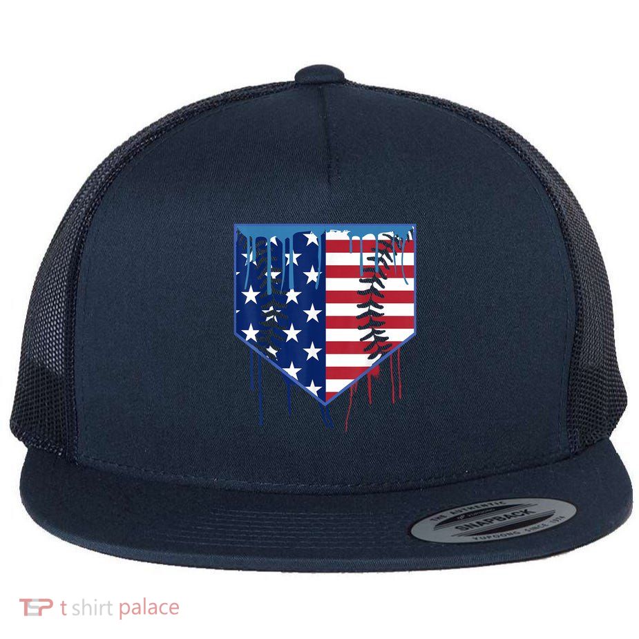 Baseball Drip Boys Ice Cream Patriotic American Flag Flat Bill Trucker Hat