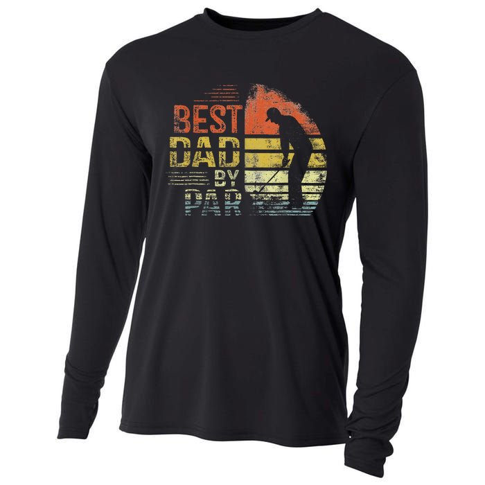 Best Dad By Par Retro Vintage Fathers Day Golf Lover Golfer Cooling Performance Long Sleeve Crew