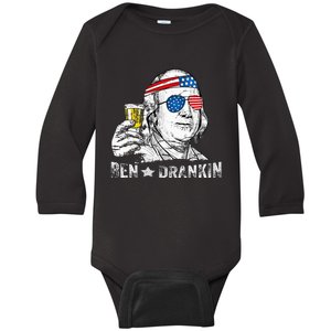 Ben Drankin Benjamin Franklin Drinking Baby Long Sleeve Bodysuit