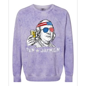 Ben Drankin Benjamin Franklin Drinking Beer 4th Of July Colorblast Crewneck Sweatshirt