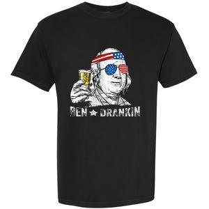 Ben Drankin Benjamin Franklin Drinking Beer 4th Of July Garment-Dyed Heavyweight T-Shirt