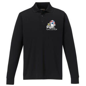 Ben Drankin Benjamin Franklin Drinking Beer 4th Of July Performance Long Sleeve Polo