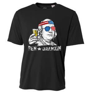 Ben Drankin Benjamin Franklin Drinking Beer 4th Of July Cooling Performance Crew T-Shirt