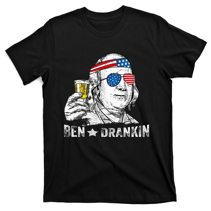 Ben Drankin Benjamin Franklin Drinking Beer 4th Of July T-Shirt