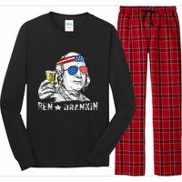 Ben Drankin Benjamin Franklin Drinking Beer 4th Of July Long Sleeve Pajama Set